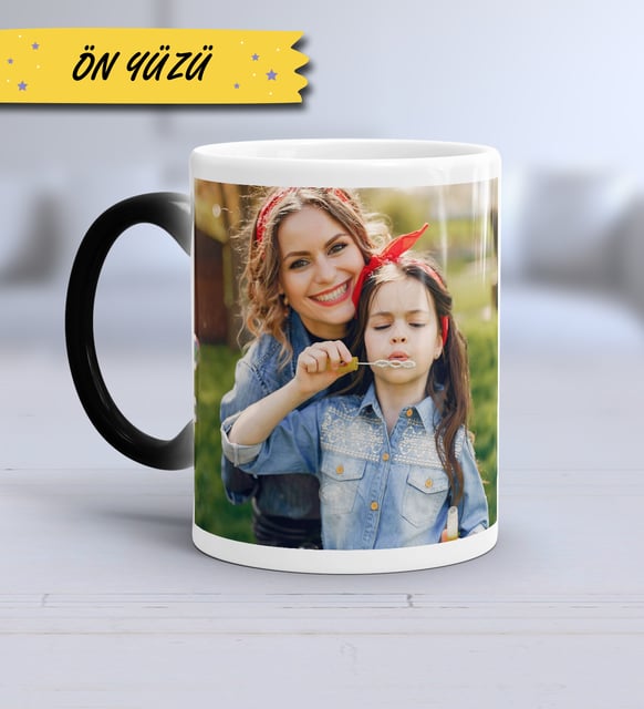 Anneye Hediye Anneler Günü Hediyesi 2 Fotoğraflı Sihirli Kupa Bardak Kişiye Özel Sevgiliye Hediye Sevgililer Günü