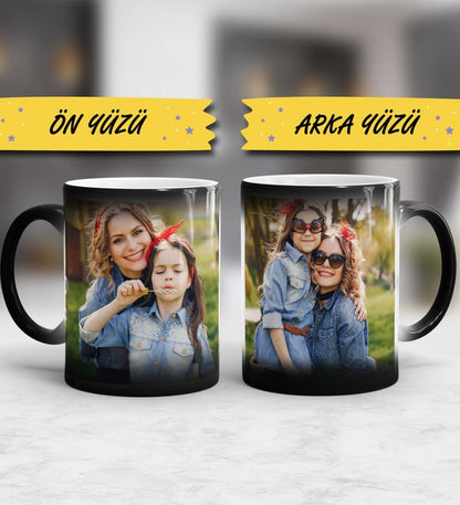 Anneye Hediye Anneler Günü Hediyesi 2 Fotoğraflı Sihirli Kupa Bardak Kişiye Özel Sevgiliye Hediye Sevgililer Günü