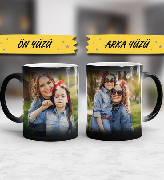 Anneye Hediye Anneler Günü Hediyesi 2 Fotoğraflı Sihirli Kupa Bardak Kişiye Özel Sevgiliye Hediye Sevgililer Günü